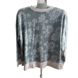 Time and Tru Blue Floral Long Sleeve XL Romantic Boho Oversized Cottagecore